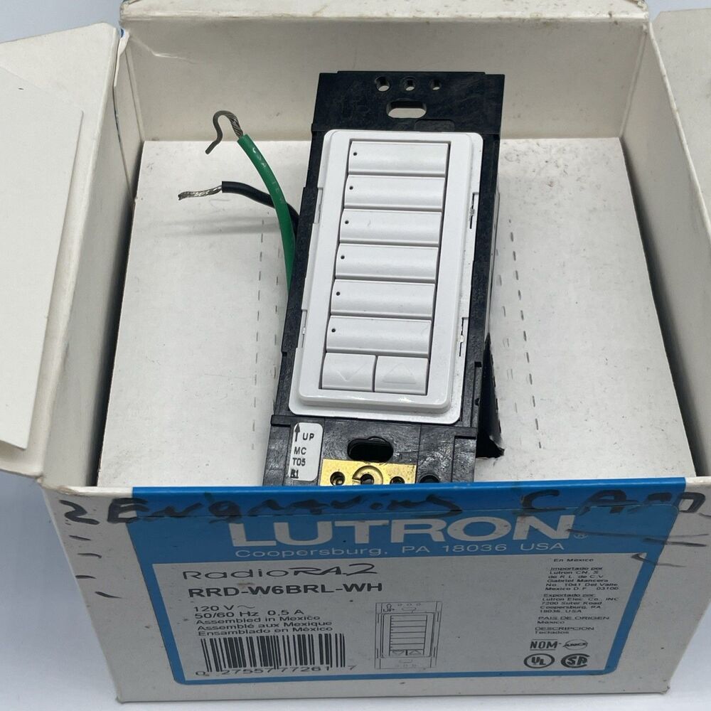 Lutron RRD-W6BRL-WH 6 Button Wall Keypad